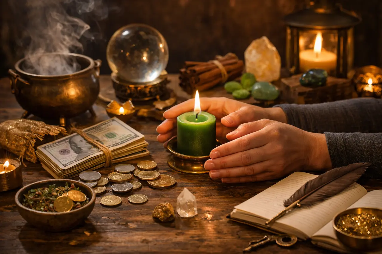 Imagen editorial para Desvela el Secreto Esotérico: Cómo Activar Hechizos de Dinero Genuinos