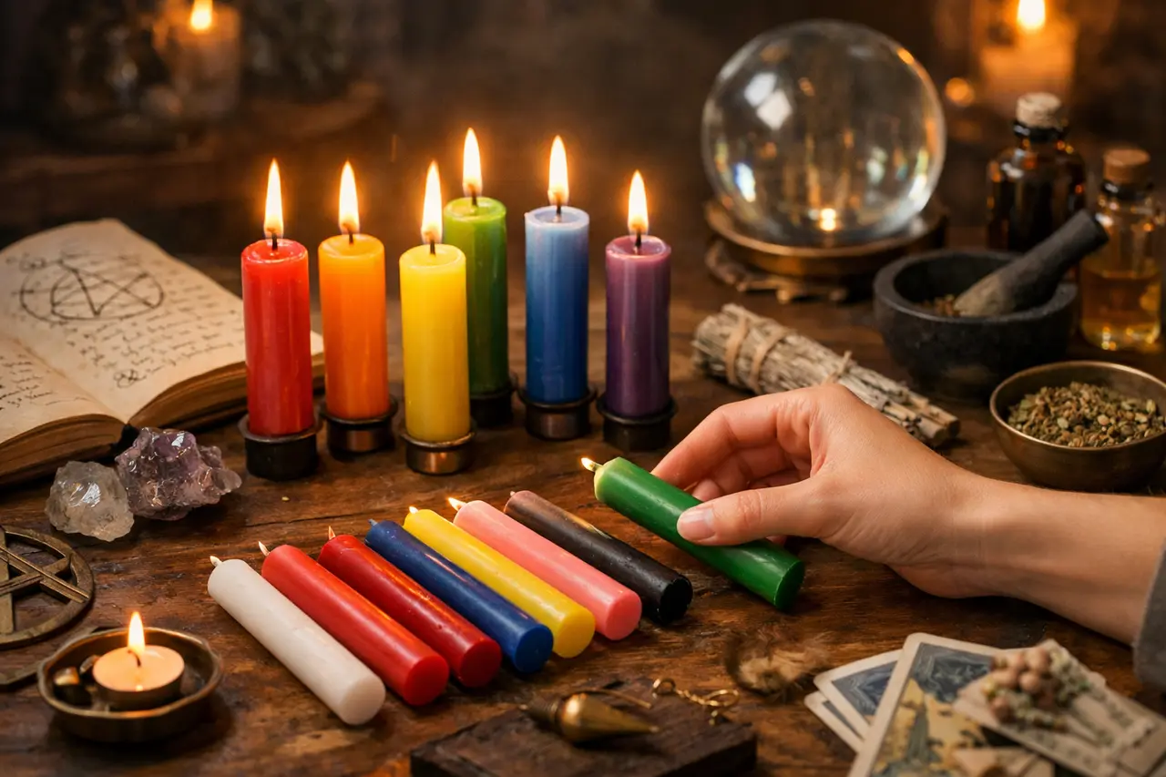 Imagen editorial para El Significado Oculto de las Velas de Colores en la Magia