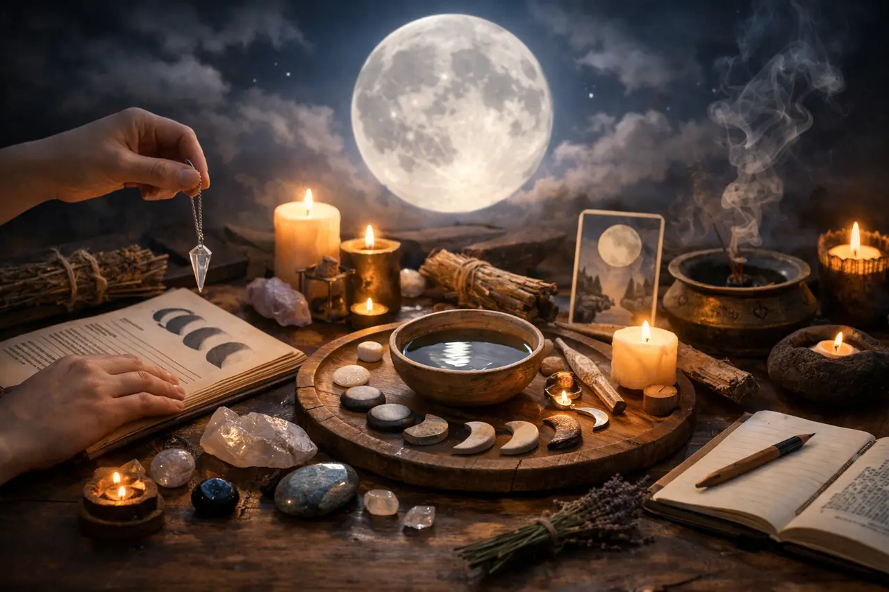Imagen editorial para Rituales de la Luna: Desbloquea su Energía para Manifestar Tus Deseos