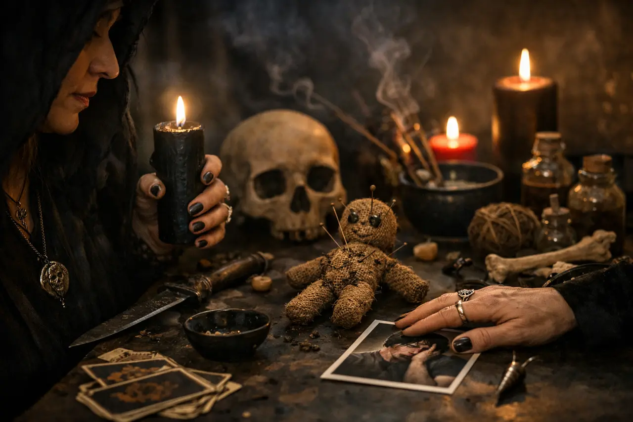 Imagen editorial para Brujería Negra: Cómo Identificar Señales de un Hechizo Potente y Actuar con Responsabilidad