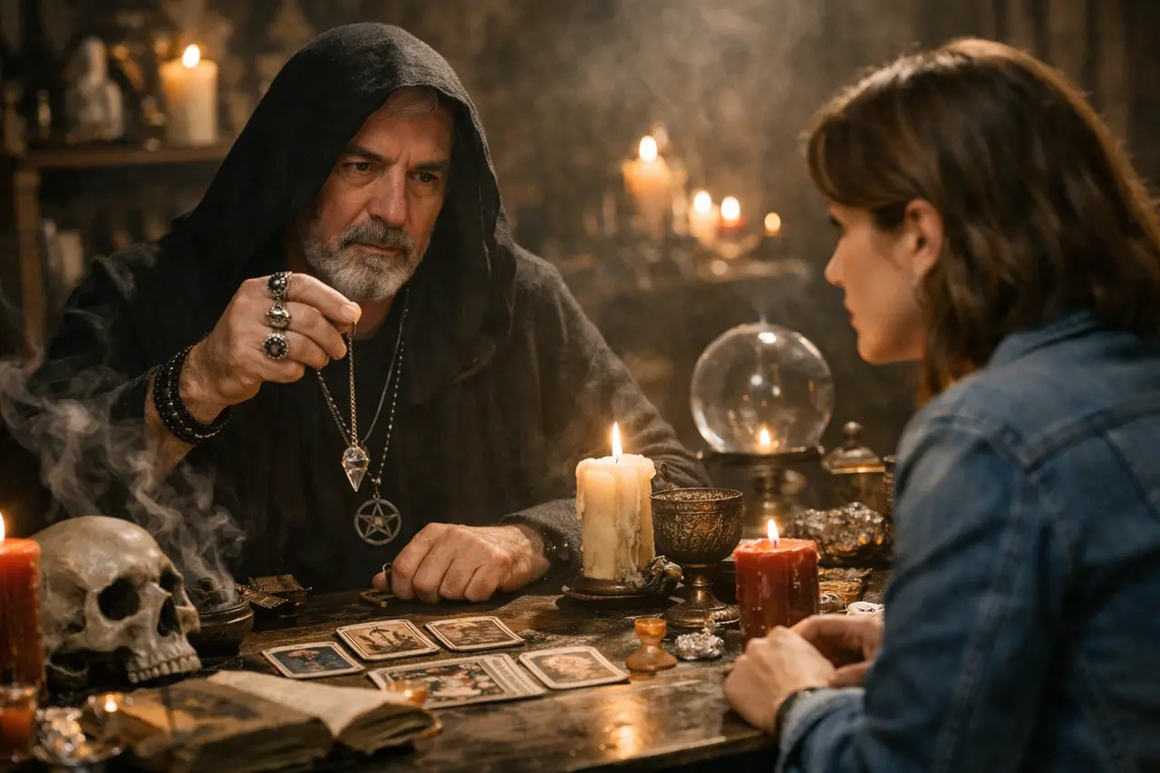 Imagen editorial para Brujos y Hechiceros: Señales Clave para Identificar Prácticas Genuinas y Evitar Engaños en Consultas Espirituales