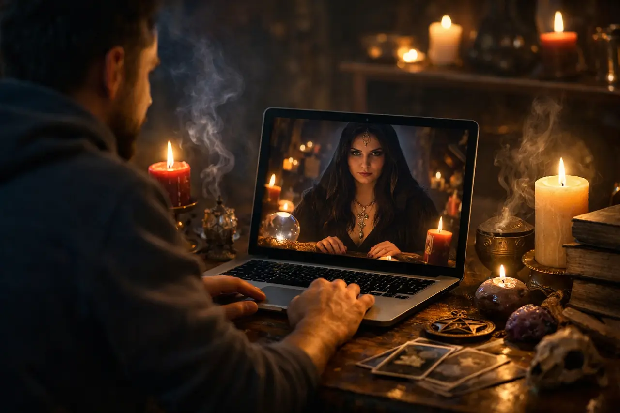 Imagen editorial para Brujo y Hechicero en Linea Cómo Conectar con Brujos y Hechiceros en Línea para Consultas Espirituales Efectivas