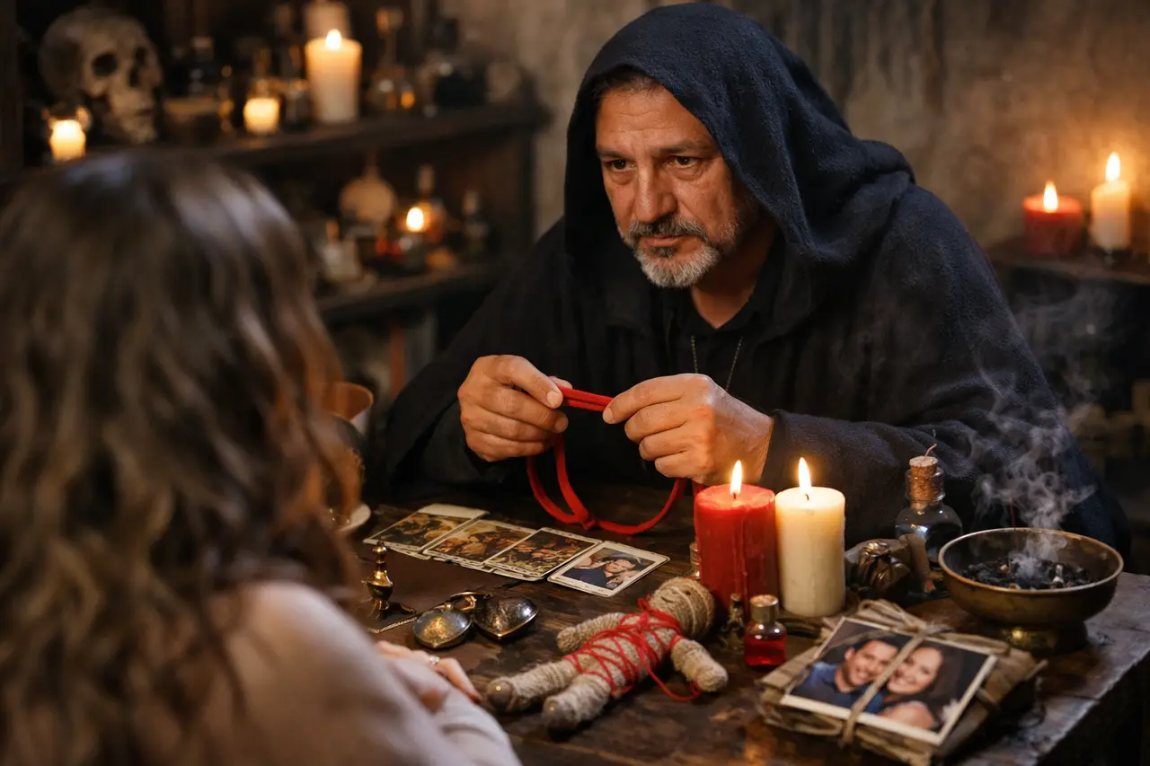 Imagen editorial para Cómo Identificar y Trabajar con Brujos de Amarres que Transforman Tu Vida Amorosa