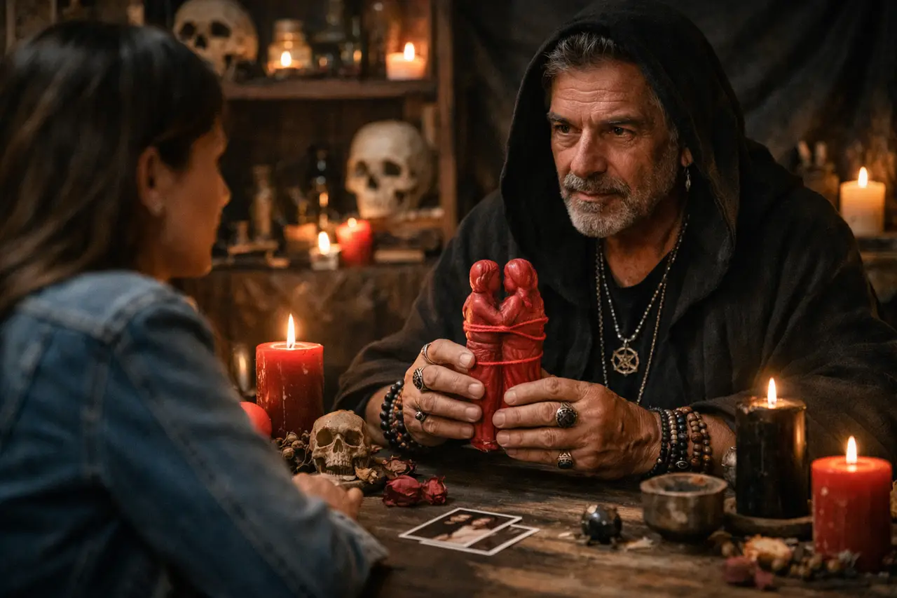 Imagen editorial para Cómo Trabajar con Brujos en Amarres de Amor para Resultados Reales