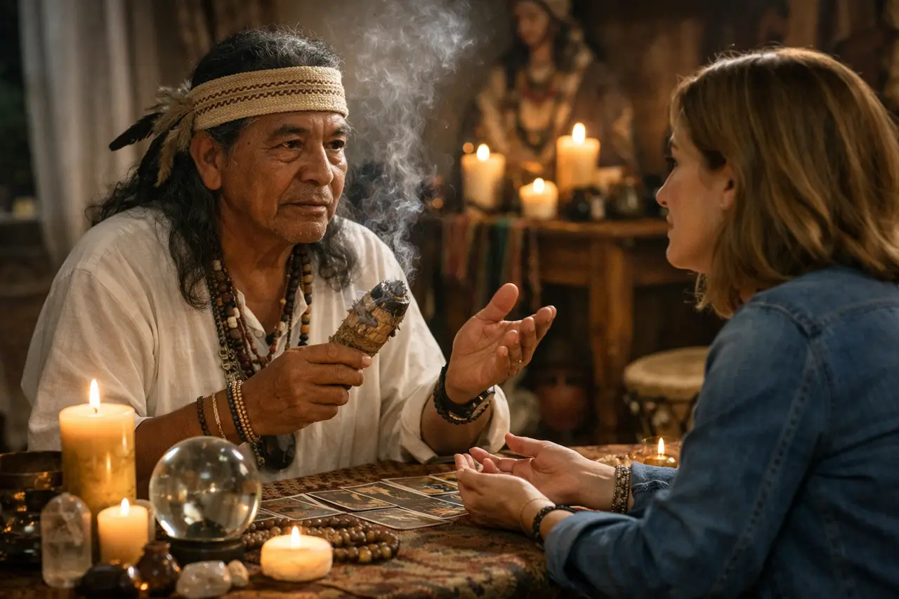 Imagen editorial para Curandero Espiritual: Cómo Reconocer al Ideal para Tu Consulta Espiritual